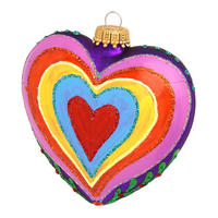 CHRISTBAUMSCHMUCK Herz Mehrfarbig 9cm (Glas / 2 Stk.) - Multicolor, Glas (9/9/3cm)