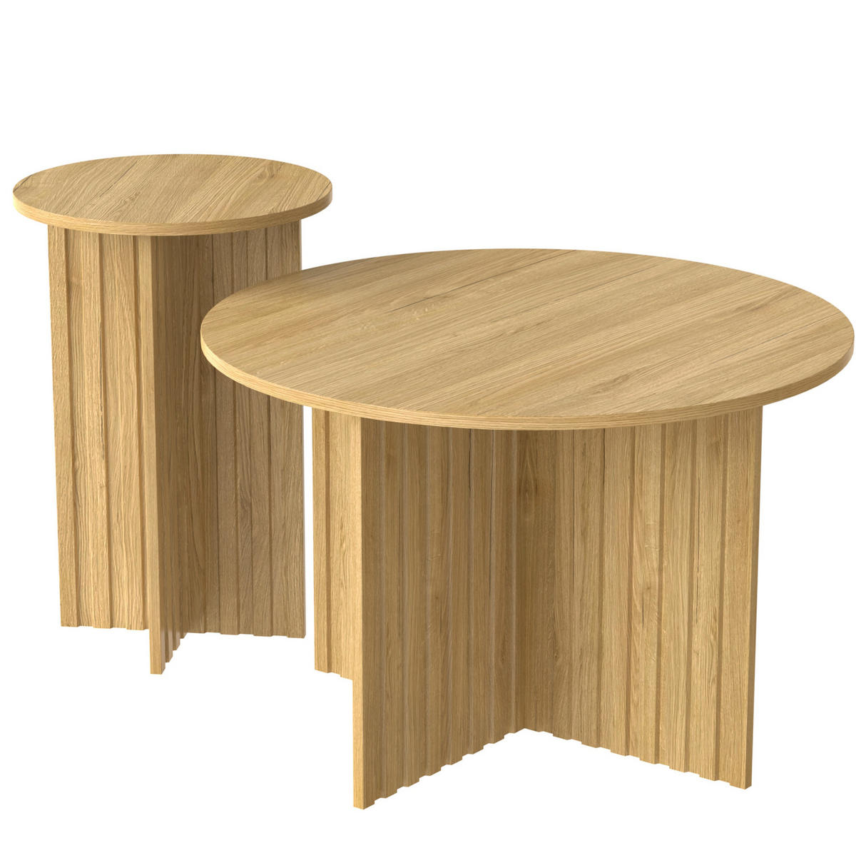 COUCHTISCH-SET 2-teilig 76/40 cm in Holzoptik, platzsparendes Nestdesign - Naturfarben, Holzwerkstoff (76/76/50cm) - Flora Grace