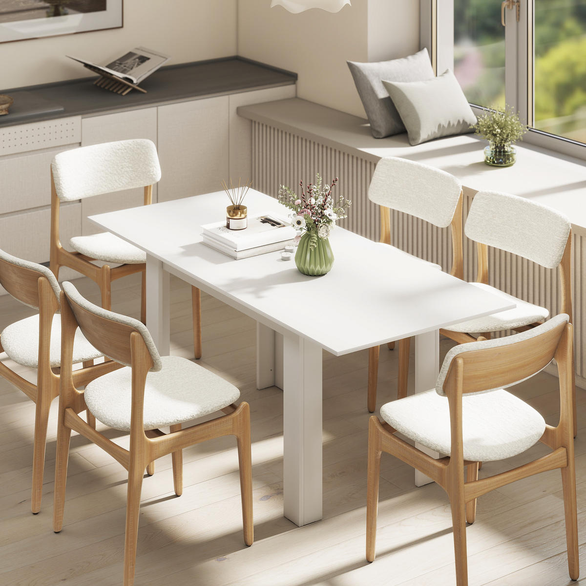 AUSZIEHTISCH Weiß ausziehbar 140-180/80/75 cm - Weiß, Holz (80/180/75cm) - PANGIVO