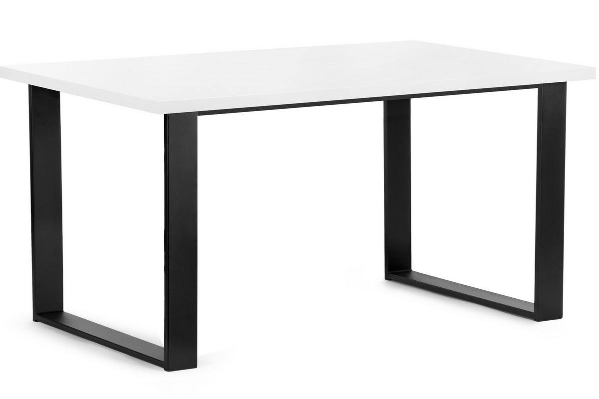 ESSTISCH CETO ausziehbar rechteckig Loft-Stile, weiß - Schwarz/Weiß, Holz/Metall (80/150/77cm) - KONSIMO®