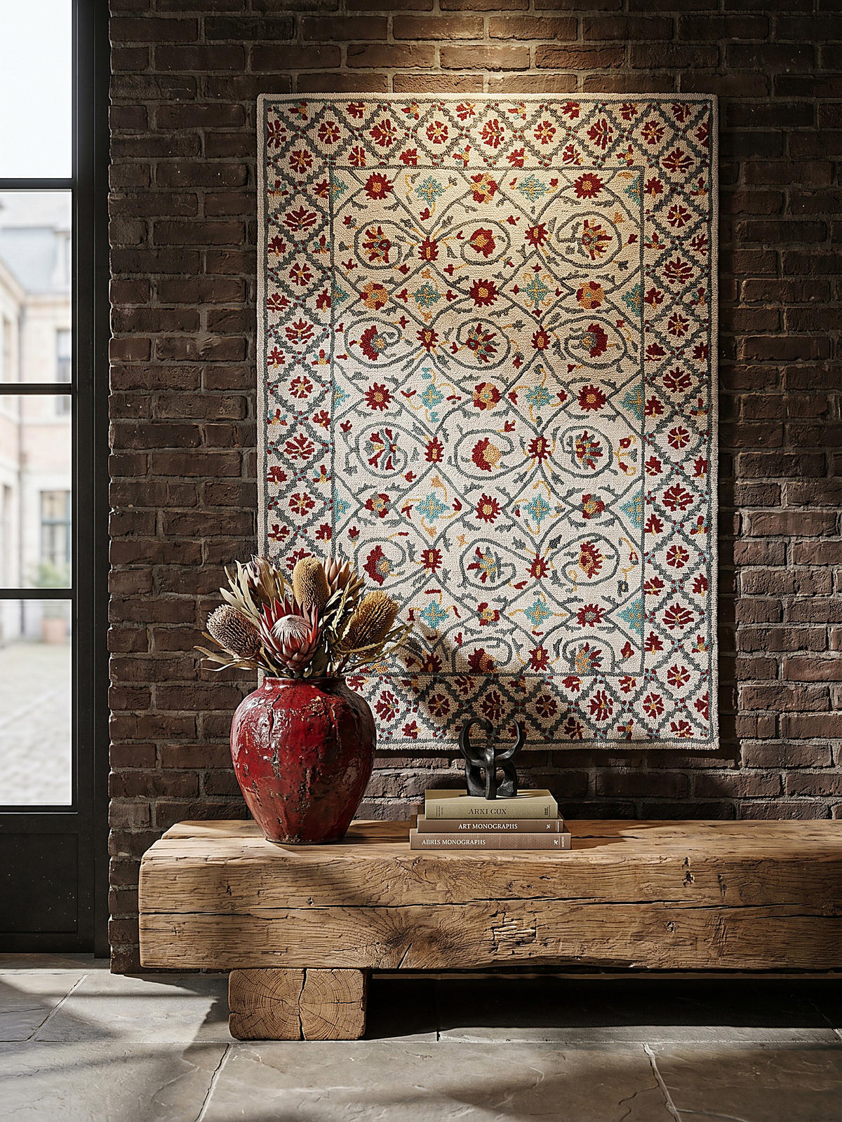 WOLLTEPPICH Orientmuster Floral Suzani, Wohnzimmer Rot-Blau Rechteckig 160x230 - Rot, Textil (230/160cm) - KADIMA DESIGN