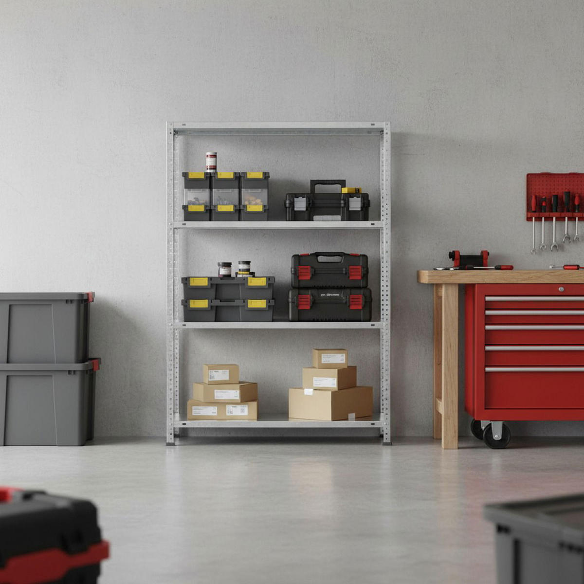 SCHRAUBREGAL PANDA MID | HxBxT 150x100x30cm | 4 Fachböden | Fachlast 100kg | Verzinkt - Silberfarben, Metall (100/150/30cm) - PROREGAL