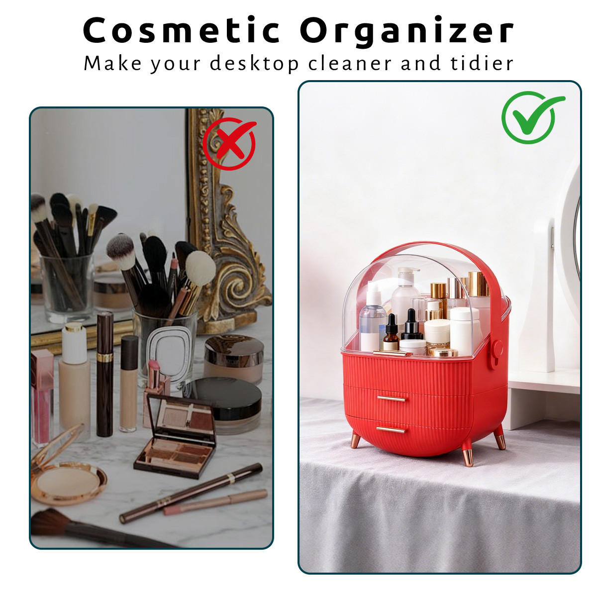 KOSMETIK ORGANIZER Miraya 29/19/38 cm - Rot, Kunststoff (19/38/29cm) - ZMH