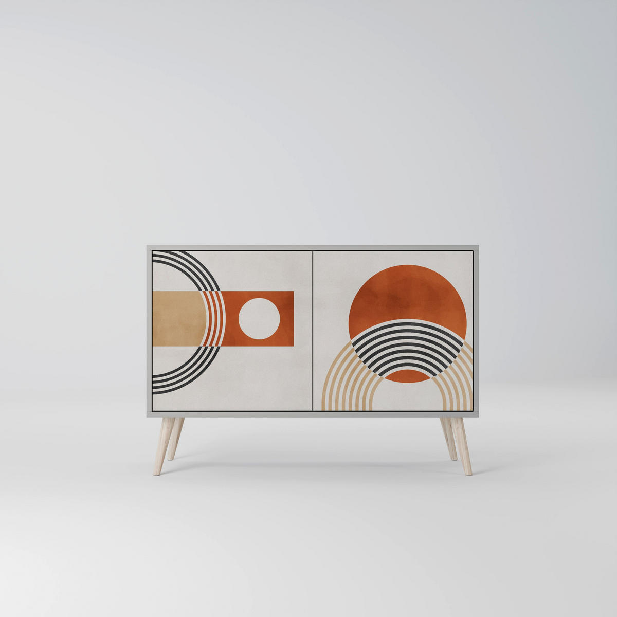 SIDEBOARD SPACE AROUND, Eicheneffekt, 111x42x77,5 cm, 2 Türen - Eichefarben/Buchefarben, Holzwerkstoff/Buchenholz (111/77.5/42cm) - SpaceRebels