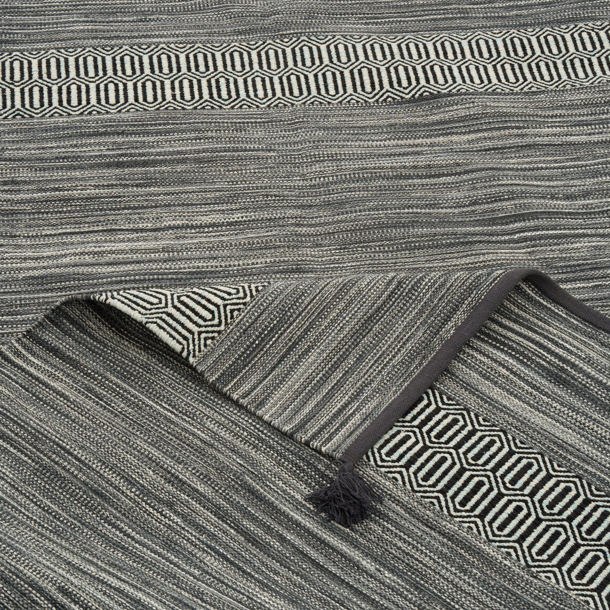 NATUR BAUMWOLLE TEPPICH KELIM TOSKANA - Grau, Textil (90/160cm) - Pergamon