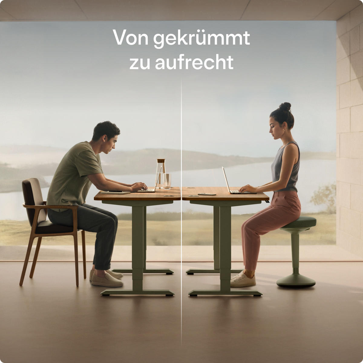ERGONOMISCHER Balancehocker, Grün - Grün, Kunststoff (37/58/37cm) - Desktronic