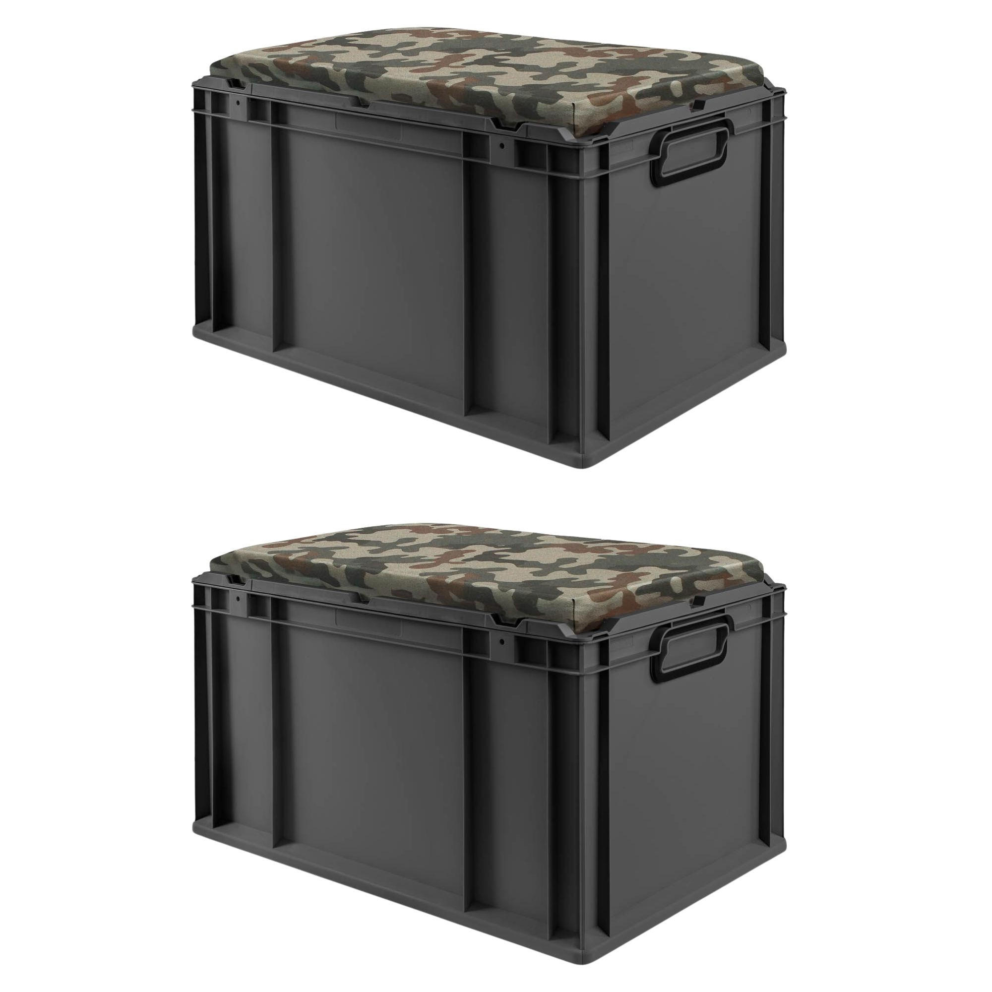 EUROBOX 2x NextGen Seat Camouflage, HxBxT 36,5x40x60cm, 65 Liter, Griffe geschlossen, Schwarz - Schwarz, Kunststoff (40/36.5/60cm) - PROREGAL
