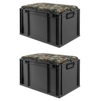 EUROBOX 2x NextGen Seat Camouflage, HxBxT 36,5x40x60cm, 65 Liter, Griffe geschlossen, Schwarz - Schwarz, Kunststoff (40/36.5/60cm) - PROREGAL