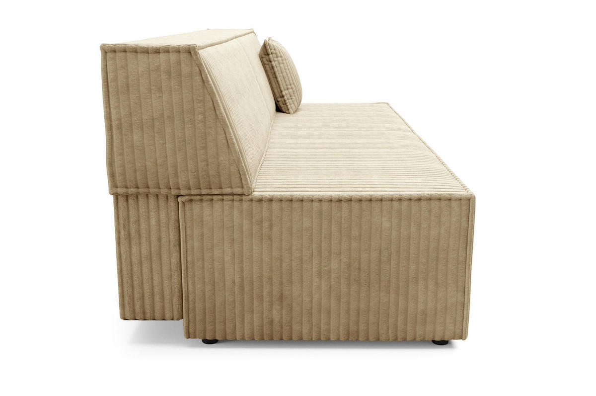 BETTSOFA TESSO Beige Kordstoff mit Schlaffunktion - Beige, Holz (202/74/94cm) - MASSENO