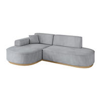 ECKSOFA Ottomane Links MARI-L1-v2 - 243x171x83 cm Grau Velours - Grau, Holzwerkstoff/Textil (243/171cm) - ALTDECOR