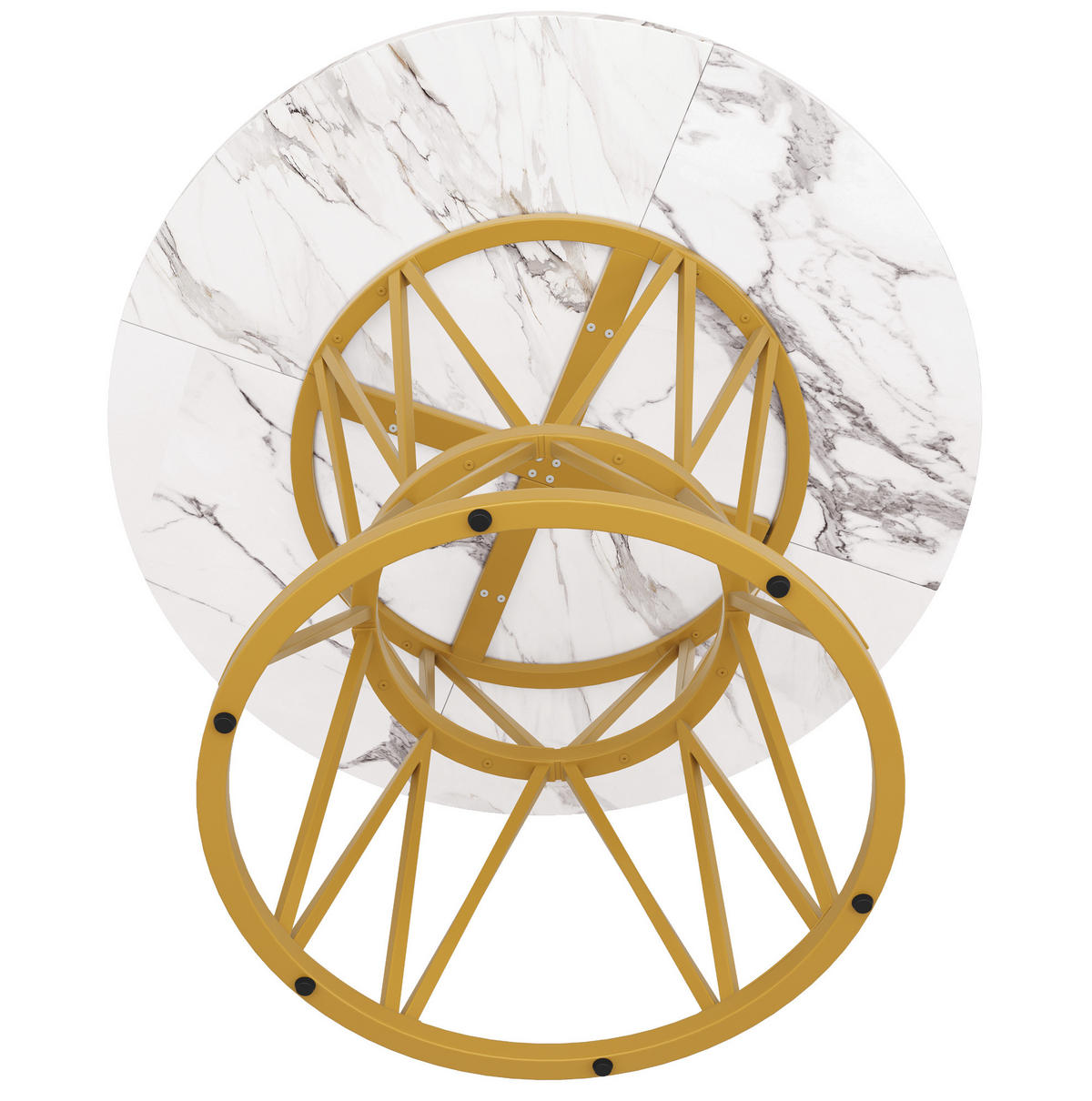 ESSTISCH 100/100/76 cm gold mit höhenverstellbaren Füßen aus MDF und Metall - Goldfarben, Holzwerkstoff (100/100/76cm) - OKWISH