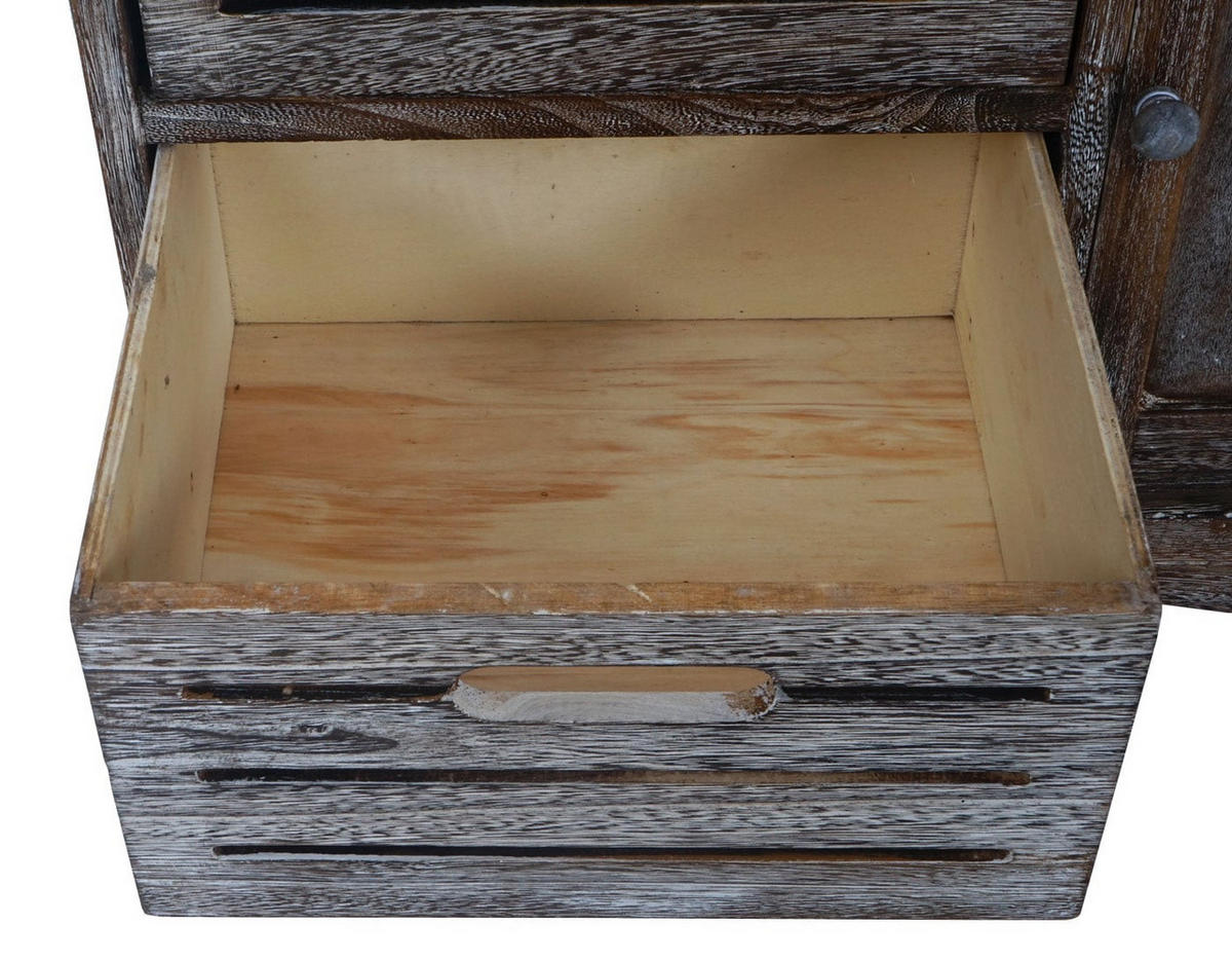 SITZBANK SHABBY-LOOK Braun, Cremeweiß - Braun/Weiß, Holz (71/49/32cm) - MCW