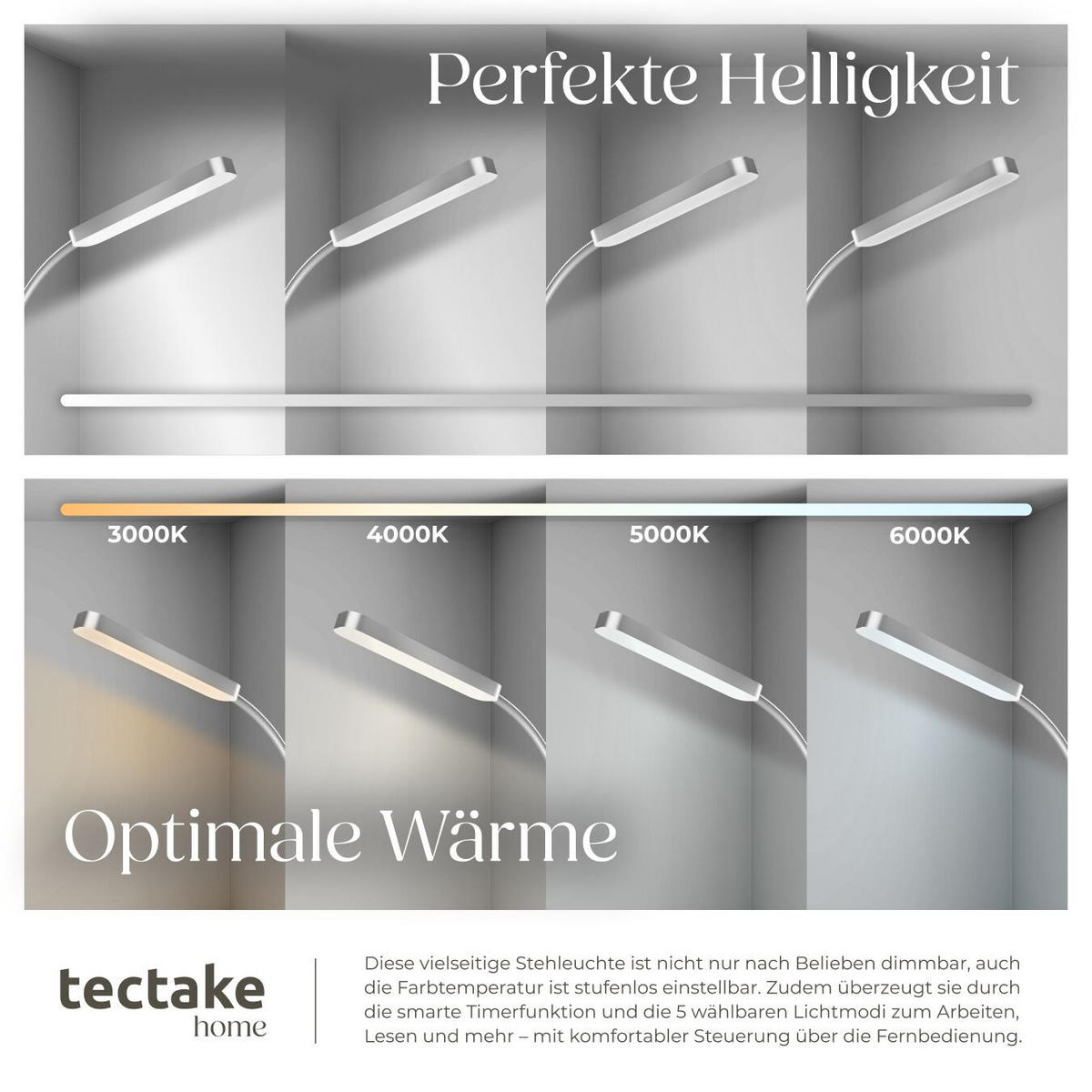 STEHLAMPE Prisma,22 x 176 cm,silber - Silberfarben, Metall (22/22/176cm) - tectake