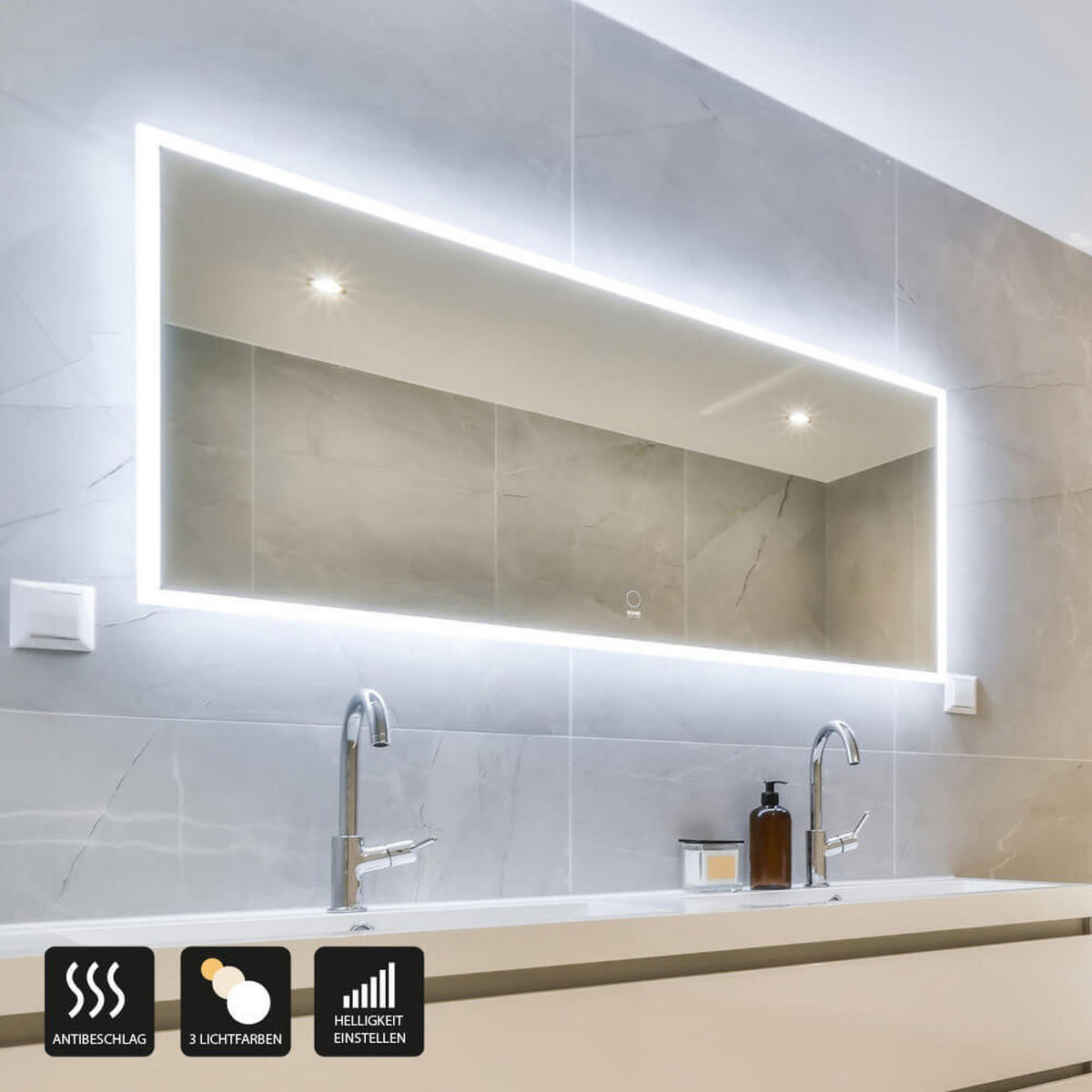 LED-SPIEGEL NOLA - 160 x 70 cm - Weiß, Glas (160/70/1cm) - Home Deluxe