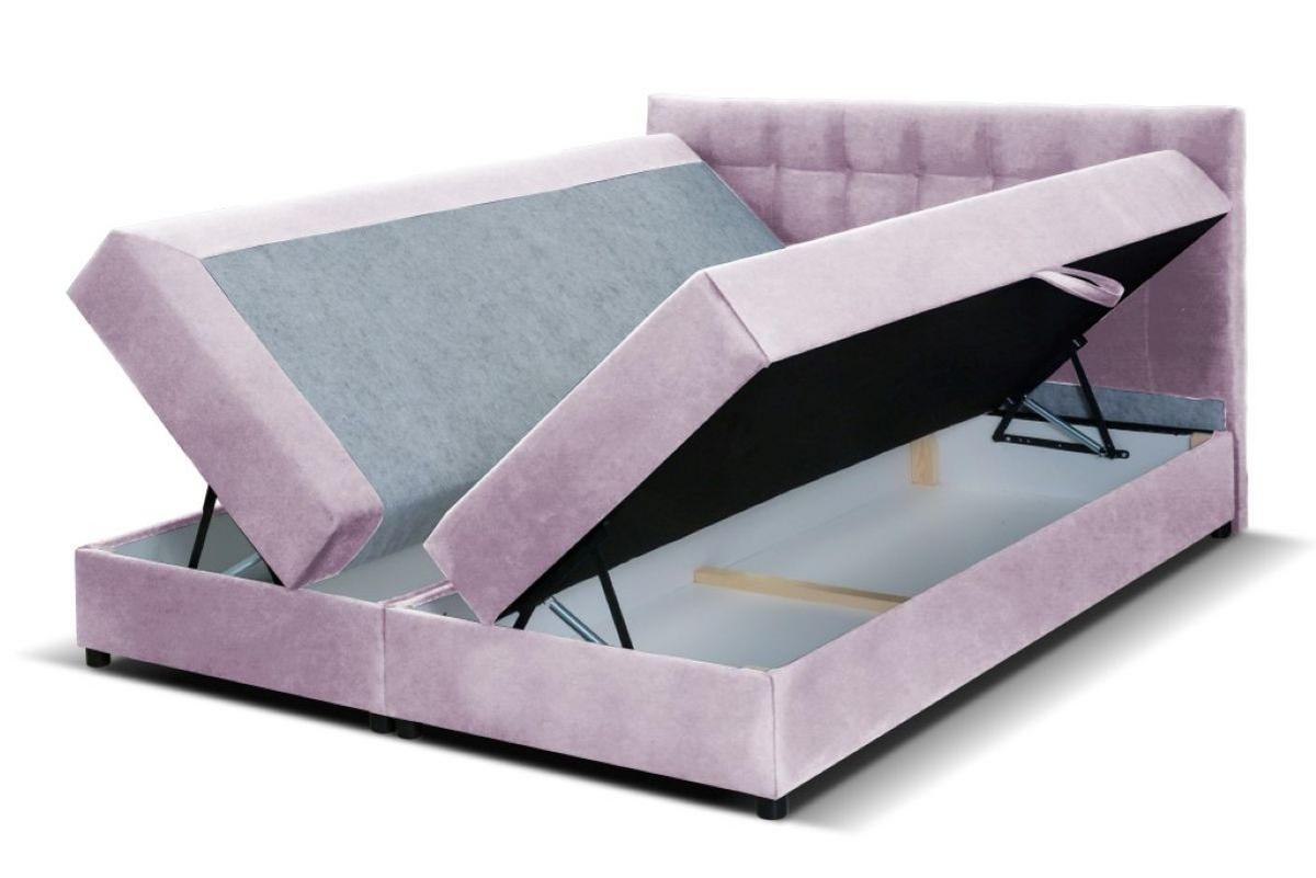 BOXBETT Malmo 200x200 cm mit Topper, zwei Bettkästen und Matratze, rosa - Rosa, Kunststoff (200/200cm) - Margaret Hadas24