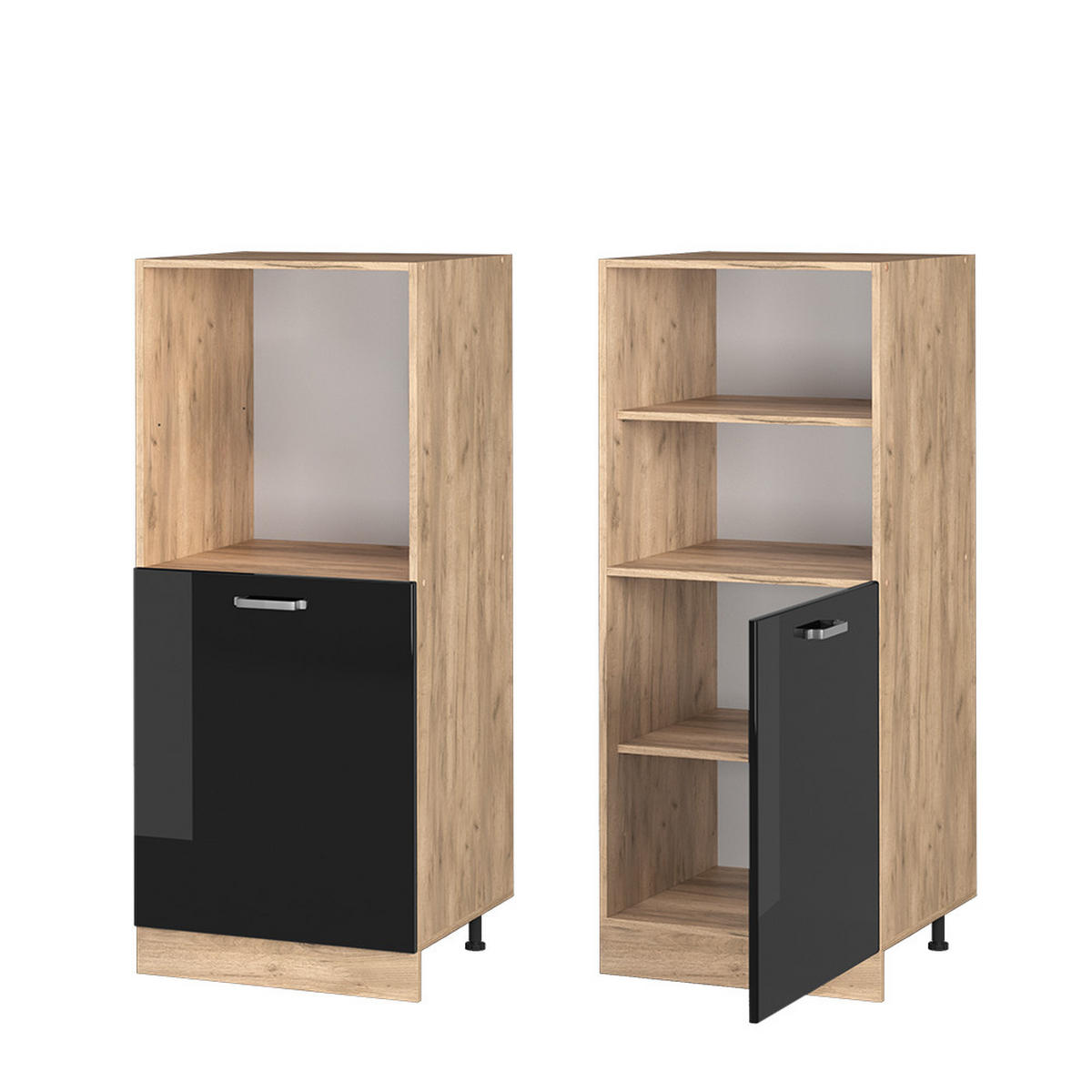 OMARICA ZA PEČICO R-Line Črna visok sijaj - črna/medeni hrast, leseni material (60/143/57cm) - Vicco