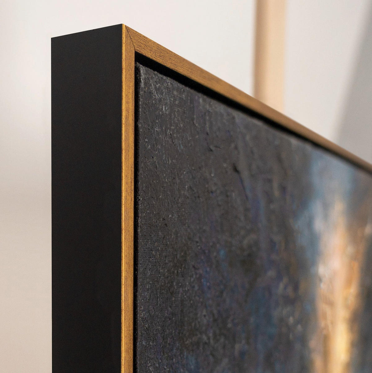 GEMÄLDE Energie des Lichts Schattenfugenrahmen Schwarz-Gold 70x50 cm - Schwarz Hochglanz, Holz (70/50cm) - YS-art gallery
