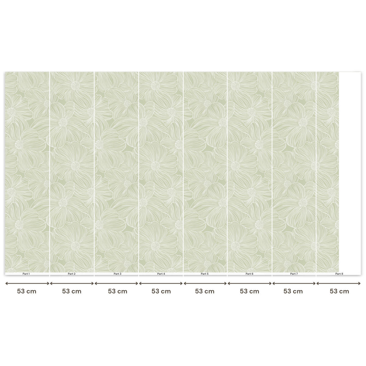 TAPETE - Gelassenheit - Blumen - Grün - 400x240 cm - Salbeigrün, Papier (400/240cm) - OnlyWow