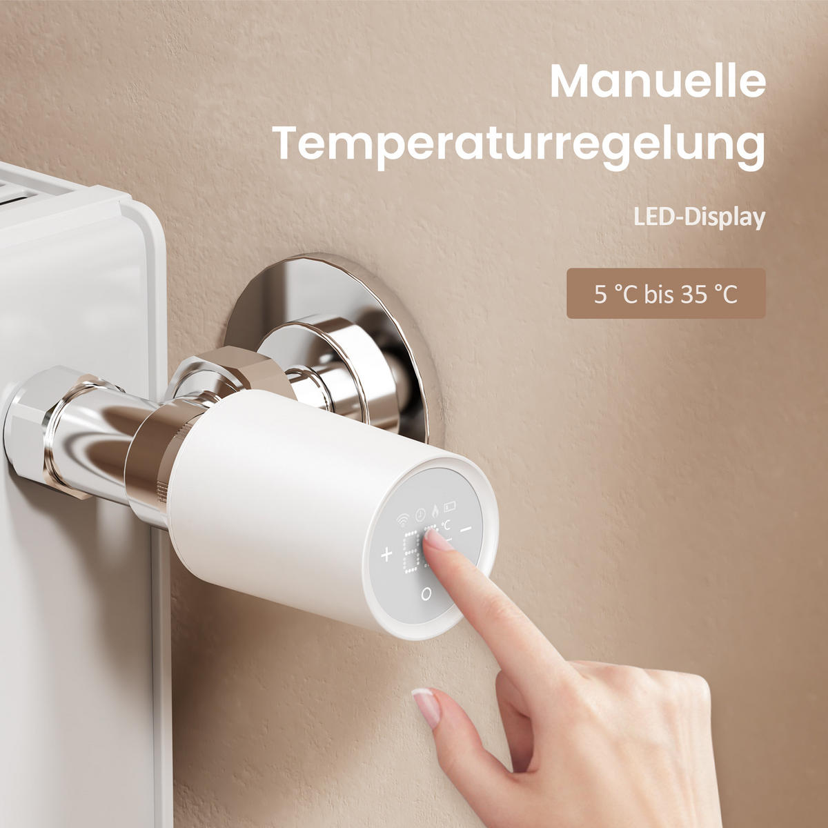 THERMOSTATKOPF mit Temperaturanzeige Weiß - Weiß, Kunststoff (2.5/8.2/2.5cm) - EMKE