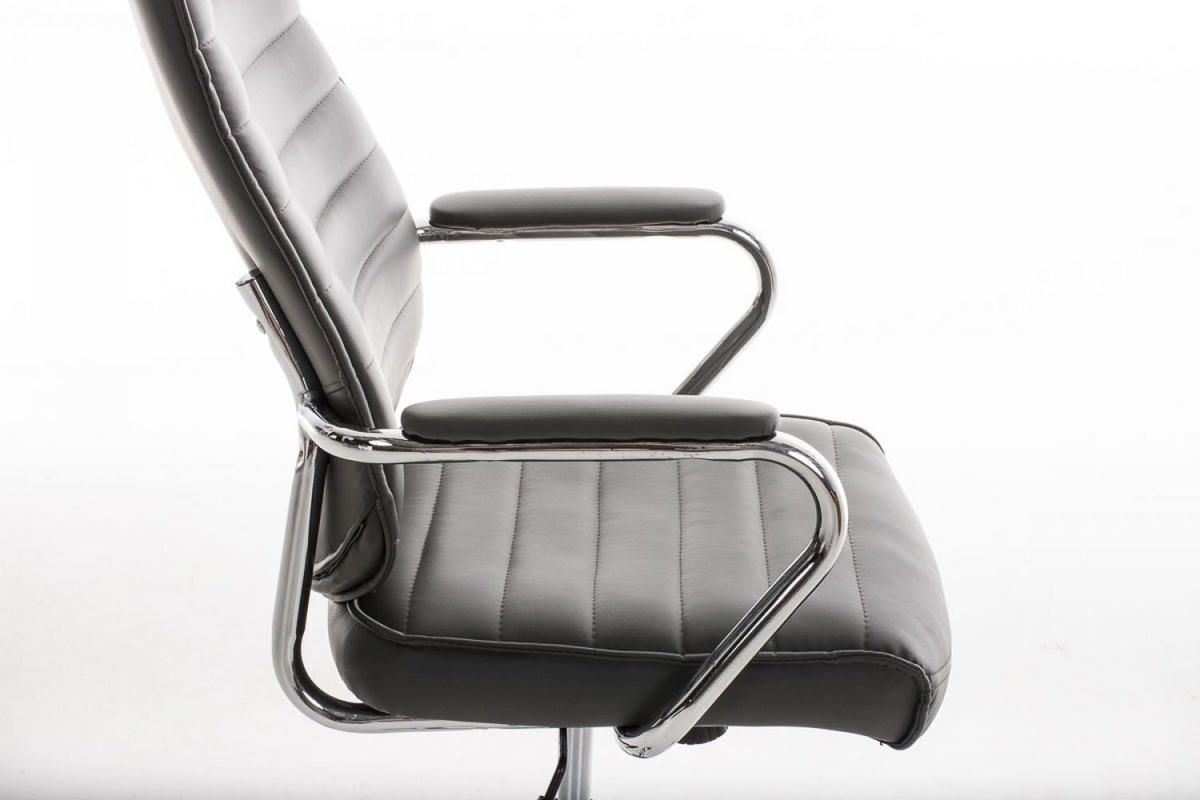 CHEFSESSEL Lederlook grau - Chromfarben/Grau, Textil/Metall (60/117/67cm) - CLP