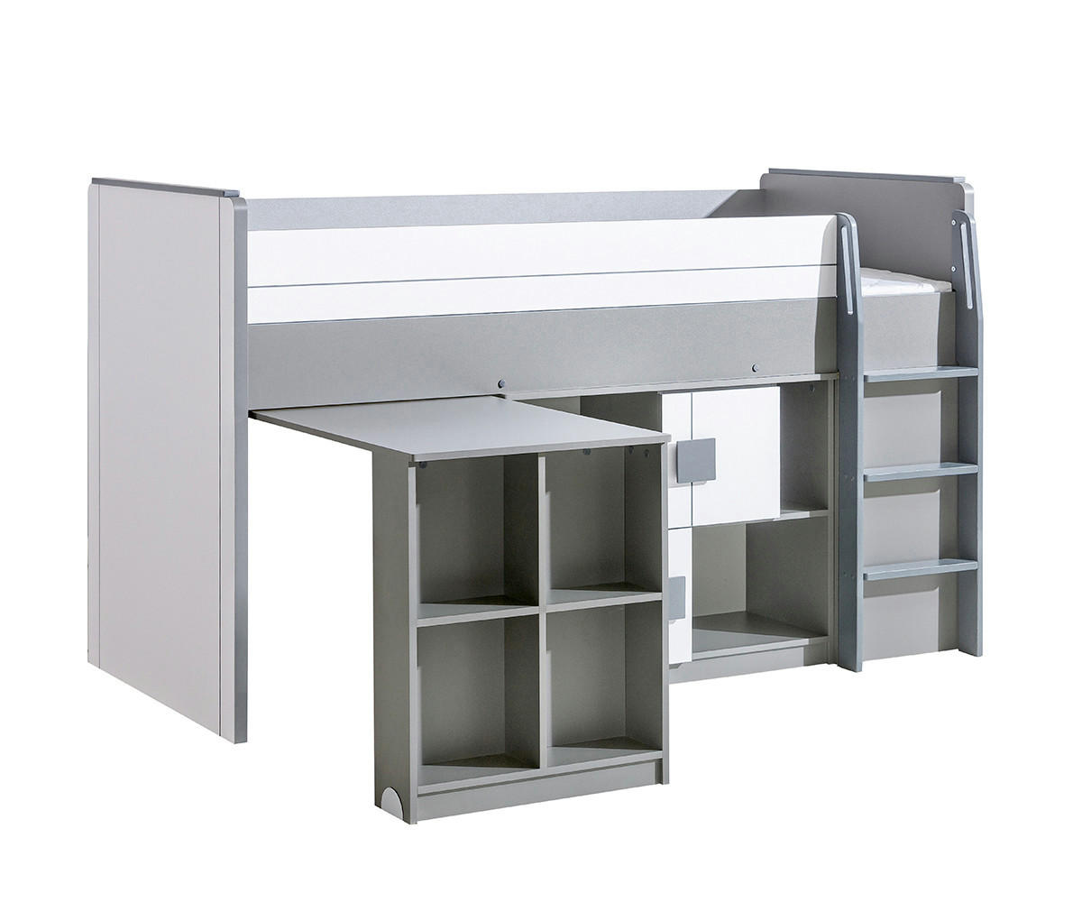 JUGENDZIMMER Gumi in Anthrazit und Weiß 4 teilig - Grau, Holzwerkstoff (120/200/80cm)