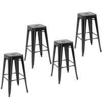 BARHOCKER 4er-Set DE-14690 industriell mit Fußstütze Schwarz - Schwarz, Metall (43/76/43cm) - ComfortXL