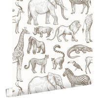 TAPETE Dschungeltiere 53 cm x 10.05 m - Weiß, Papier (53/0.1cm) - ESTAhome
