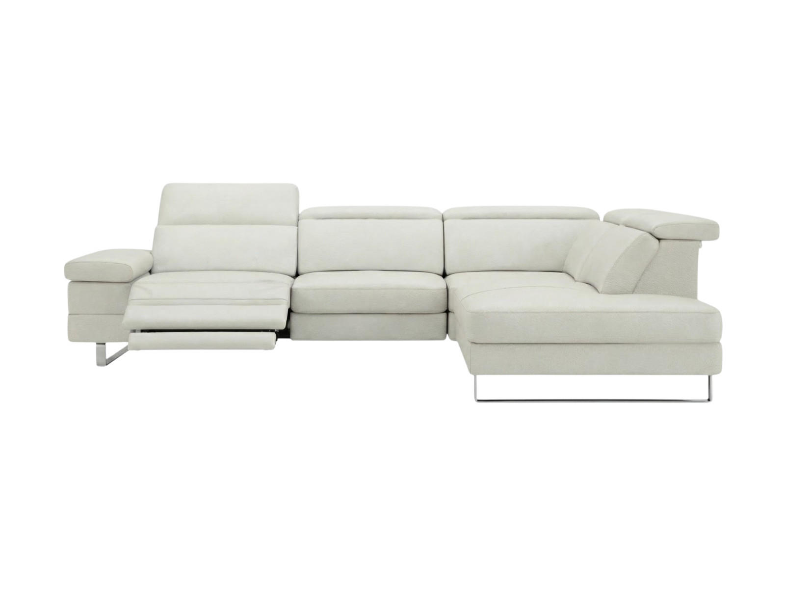 ECKSOFA Virage Echtleder mit 1 x Relaxfunktion Weiß - Weiß, Leder/Metall (232/263cm)