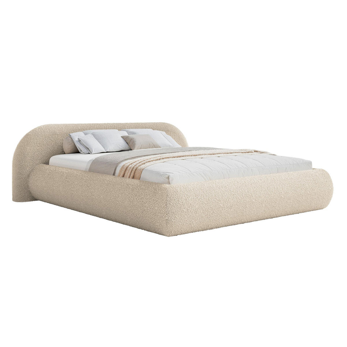 POLSTERBETT Shels Low Hellbeige 180x200 cm - Ecru/Schwarz, Kunststoff/Textil (180/200cm) - Selsey