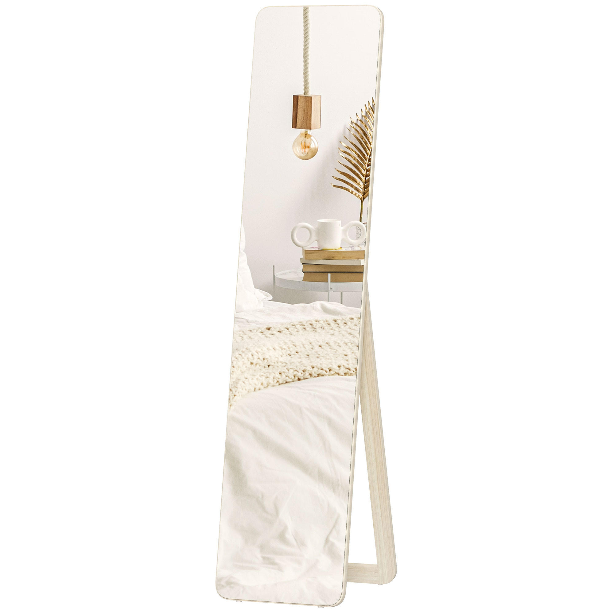 STANDSPIEGEL DE-17945 rechteckig mit Massivholzrahmen Natur - Naturfarben, Holzwerkstoff (37/156/43cm) - ComfortXL