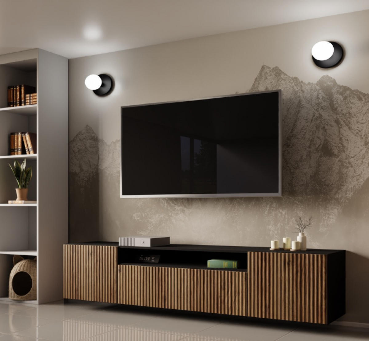 TV-SCHRANK Schwarz NOELI Hängend Mit Gerillten Fronten - Braun, Holzwerkstoff (200/40/41cm) - Sepro Meble
