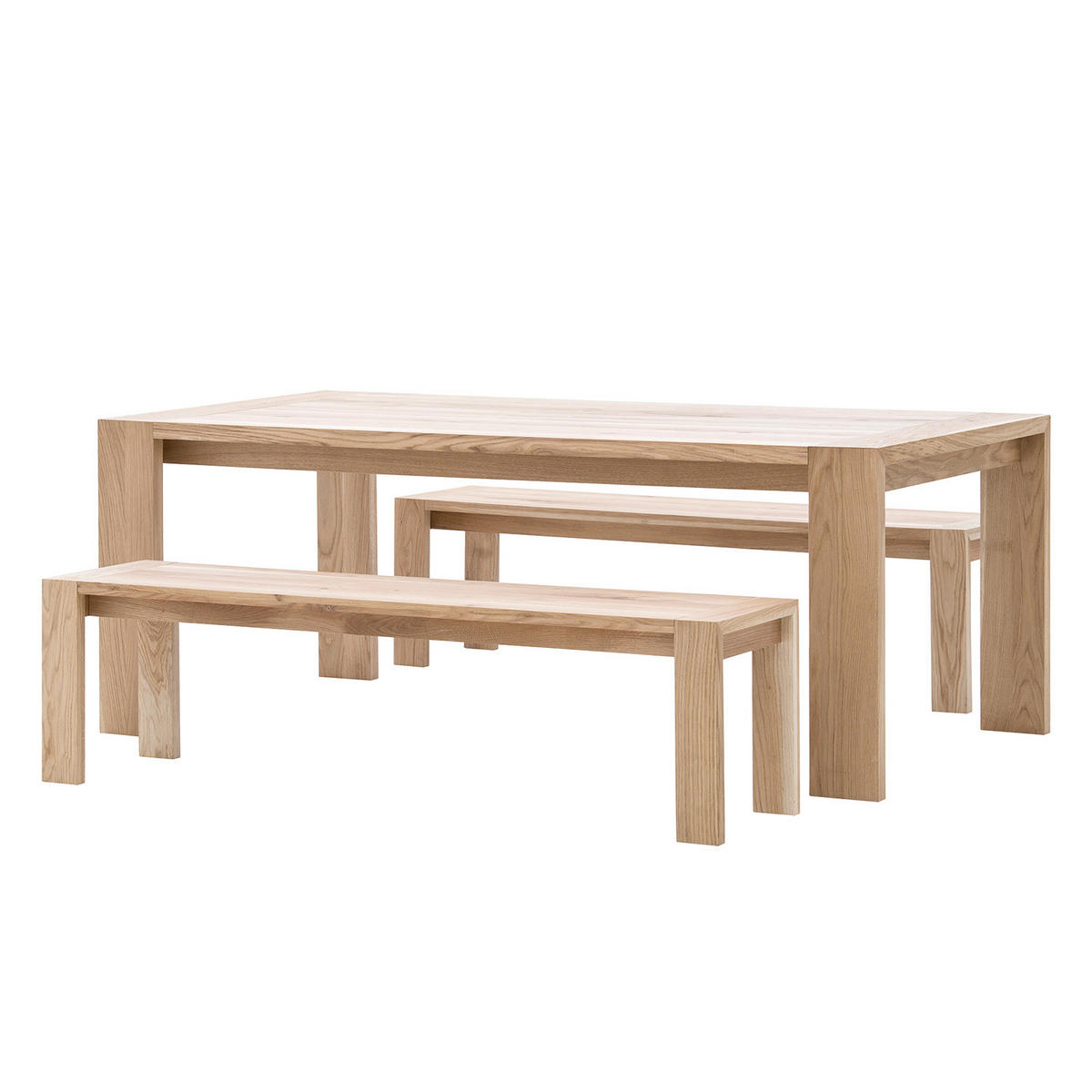 SITZBANK - Eiche massiv - Eichefarben, Holz (145/45/39cm) - home24