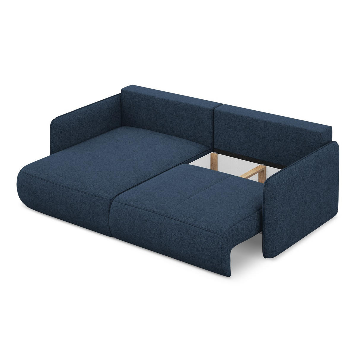 ECKSOFA mit Schlaffunktion Chenille Stoff Blau - Blau/Schwarz, Kunststoff/Textil (148/207cm) - LaMiaSofa