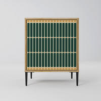 SIDEBOARD ILUSION GATE, Eichefarben, 57,5x42x72,5 cm, Schwarze Metallfüße - Eichefarben/Multicolor, Holzwerkstoff/Metall (57.5/72.5/42cm) - SpaceRebels
