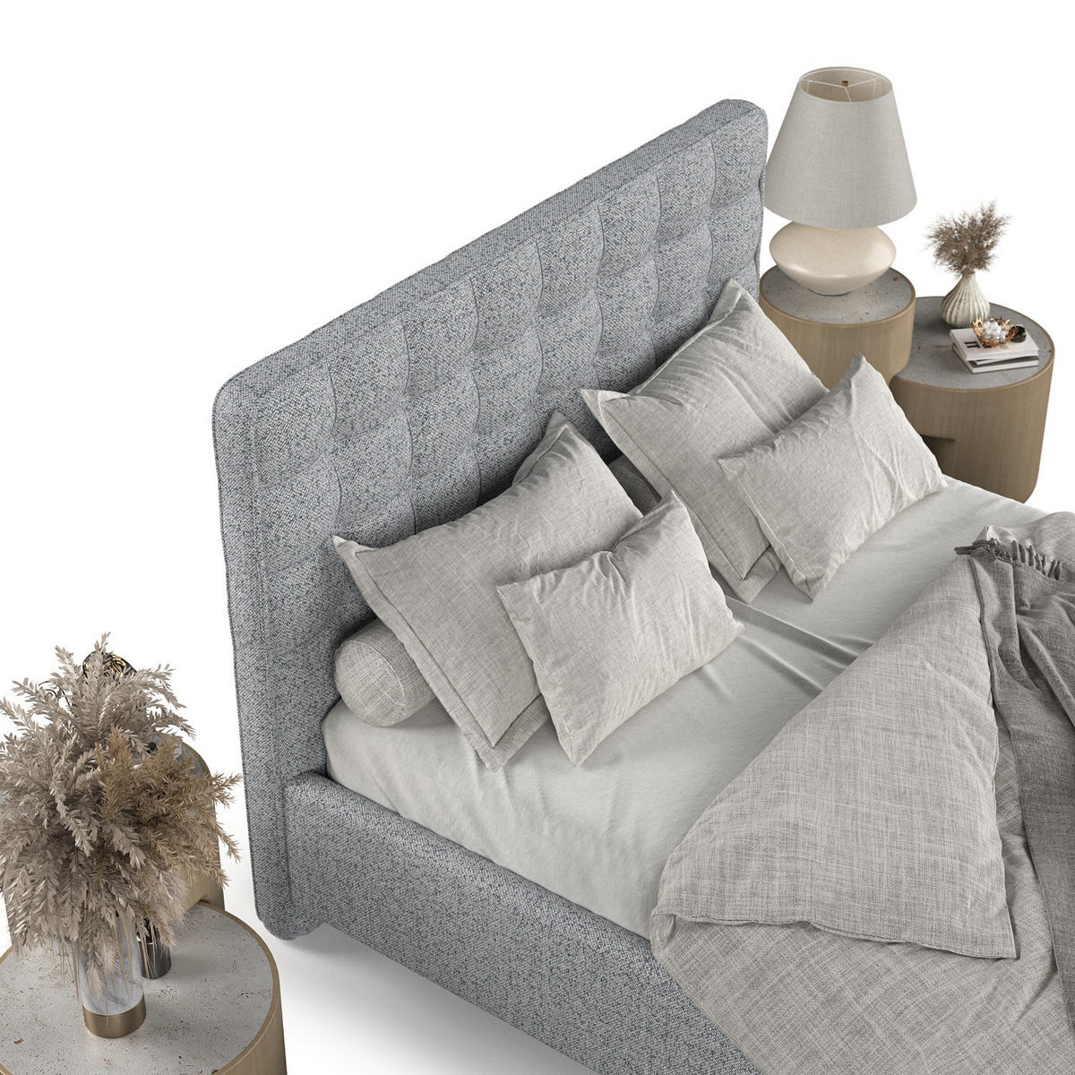 POLSTERBETT Paloma 160/200 cm Grau im Riva Stoff - Naturfarben/Grau, Holz/Holzwerkstoff (160/200cm) - AltaBeds