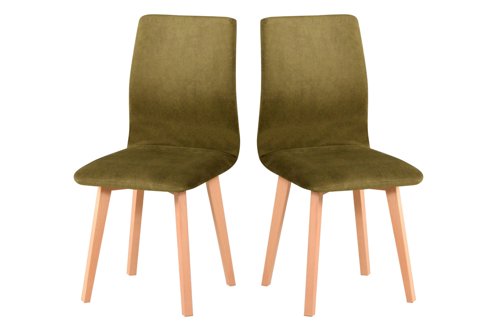 STUHL 2er Set LUNA 2, natür buche,zetta 297 - Beige/Grün, Holz (43/90/40cm) - Leaf Design