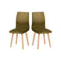 STUHL 2er Set LUNA 2, natür buche,zetta 297 - Beige/Grün, Holz (43/90/40cm) - Leaf Design