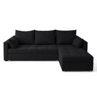 ECKSOFA Universelle L Form Elif Schwarz 220/140/85 cm stilvolle mit Schlaffunktion - Silberfarben/Schwarz, Kunststoff/Textil (220/140cm) - AX Living