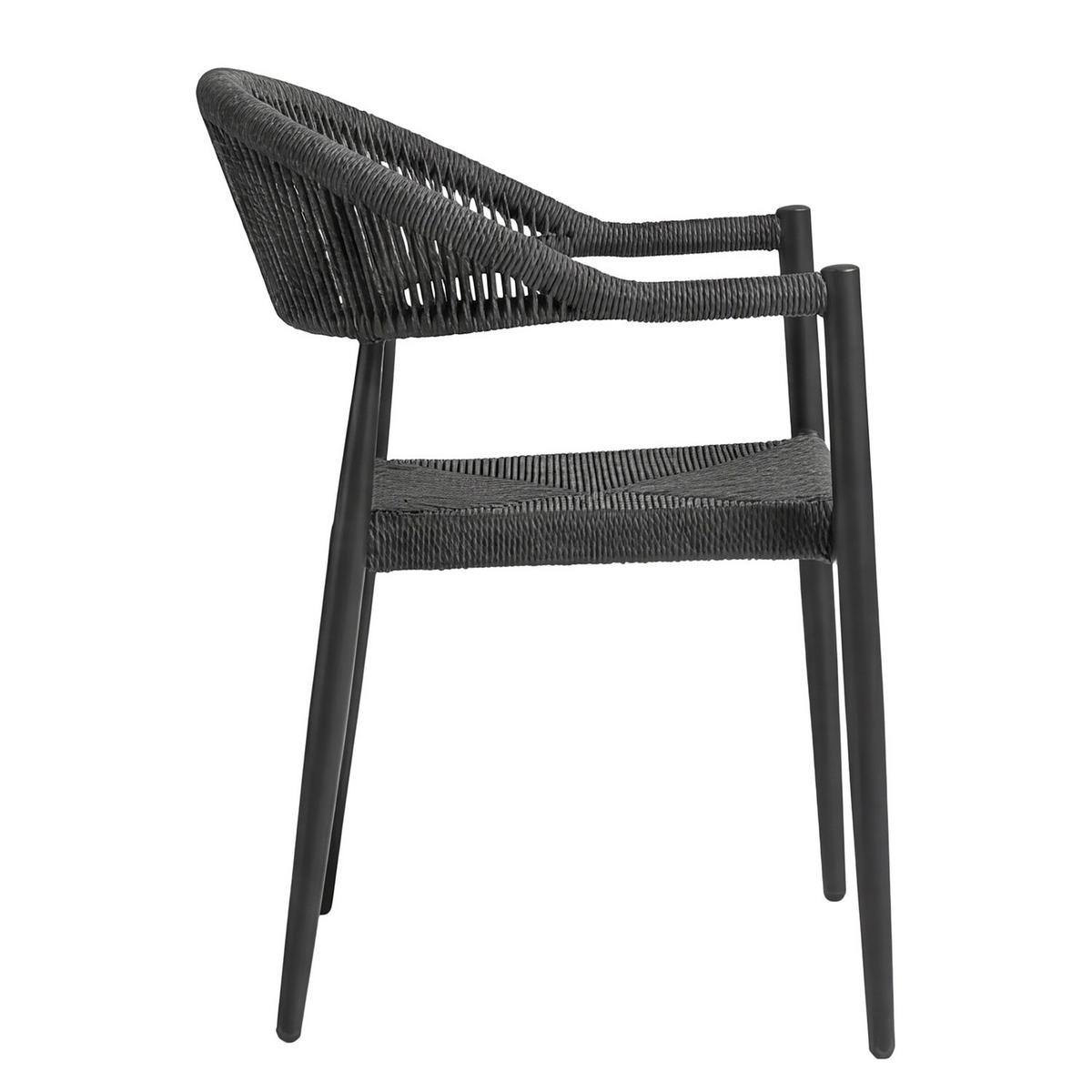 GARTENSTUHL - Aluminium / Polyrattan - Anthrazit, Kunststoff/Metall (56/77/60cm) - home24