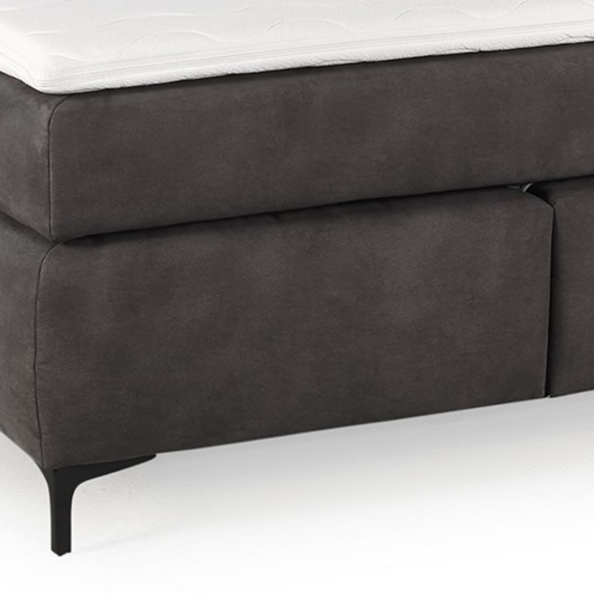 BOXSPRINGBETT 140x200 cm mit Bonell-Federkernmatratze H2 inkl. Topper, Bonell-Federkernpolsterung, Mikrofaser-Bezug in Dunkelgrau / 20007 - Dunkelgrau/Schwarz, Textil/Metall (140/200cm) - luma-home