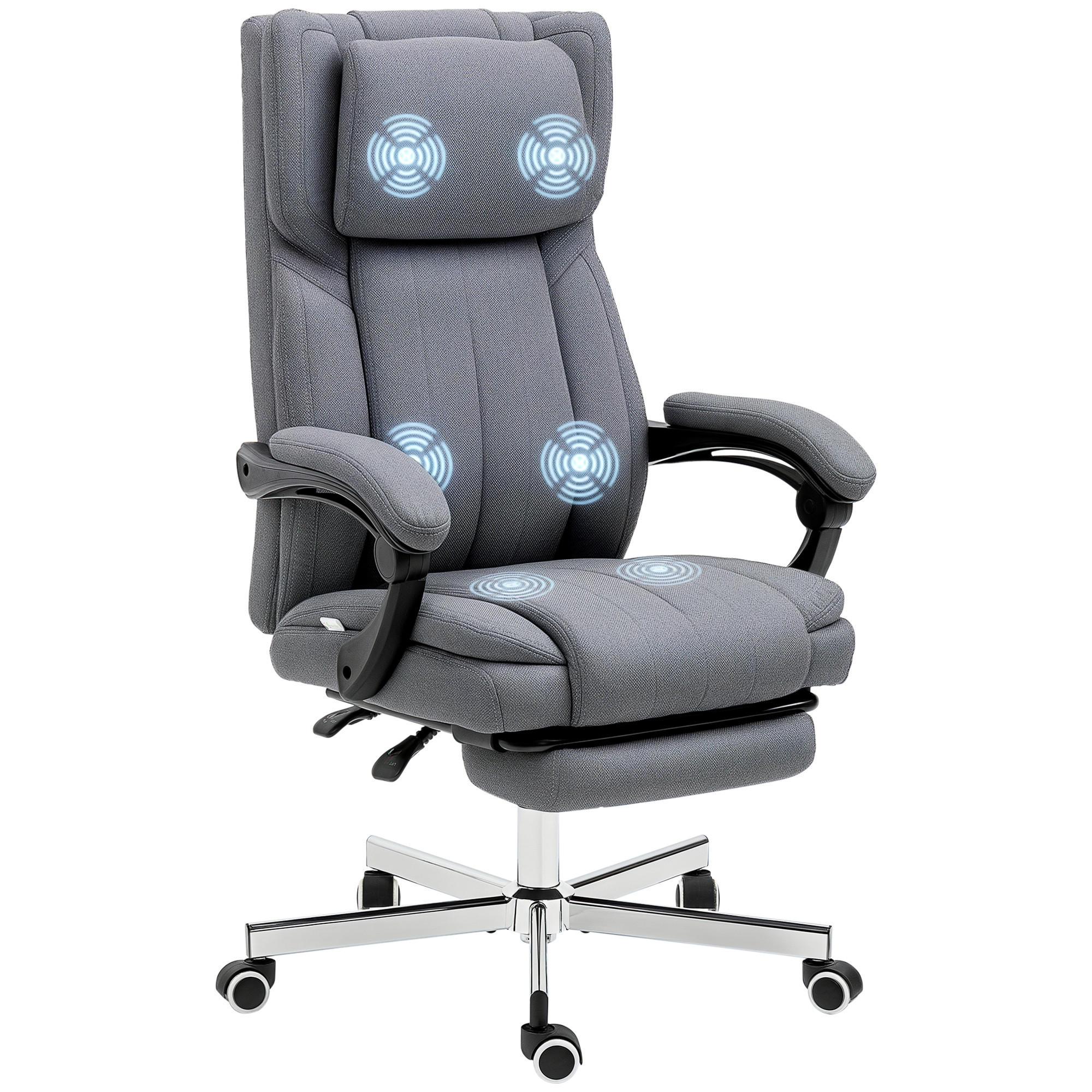 BÜROSTUHL mit Massagefunktion, Grau - Grau, Kunststoff (61/118/65cm) - Vinsetto