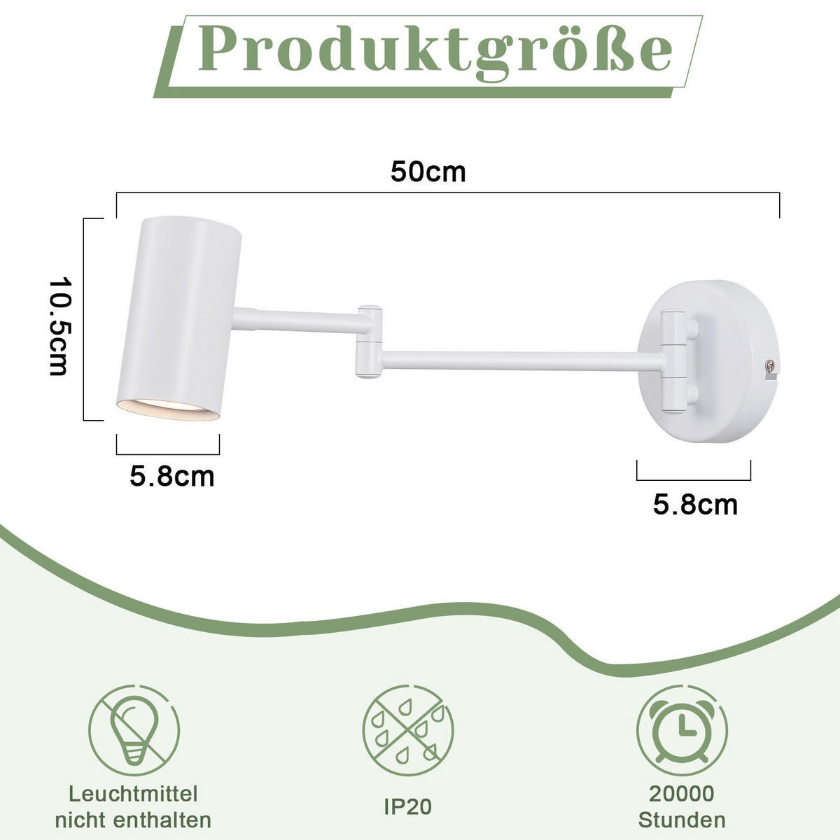 WANDLEUCHTE Transformer 10/10/50 cm - Weiß, Metall (10/50/10cm) - ZMH