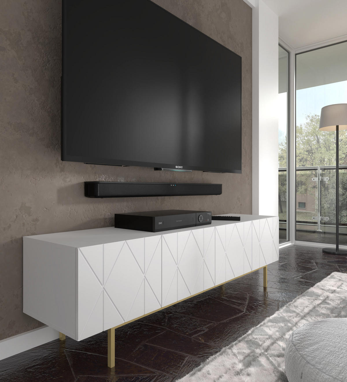 TV LOWBOARD Weiß 180/50,5/42 - Weiß, Holzwerkstoff (180/51/42cm) - RAUMHIRSCH FURNITURE
