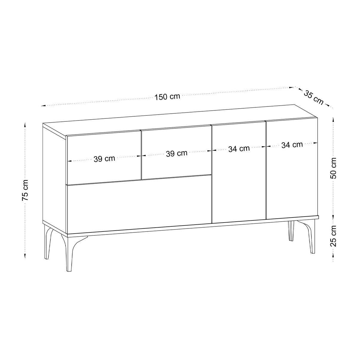 BUFFETSCHRANK ginny weiss - Weiß, Holz (35/75/150cm) - Habitat Garten
