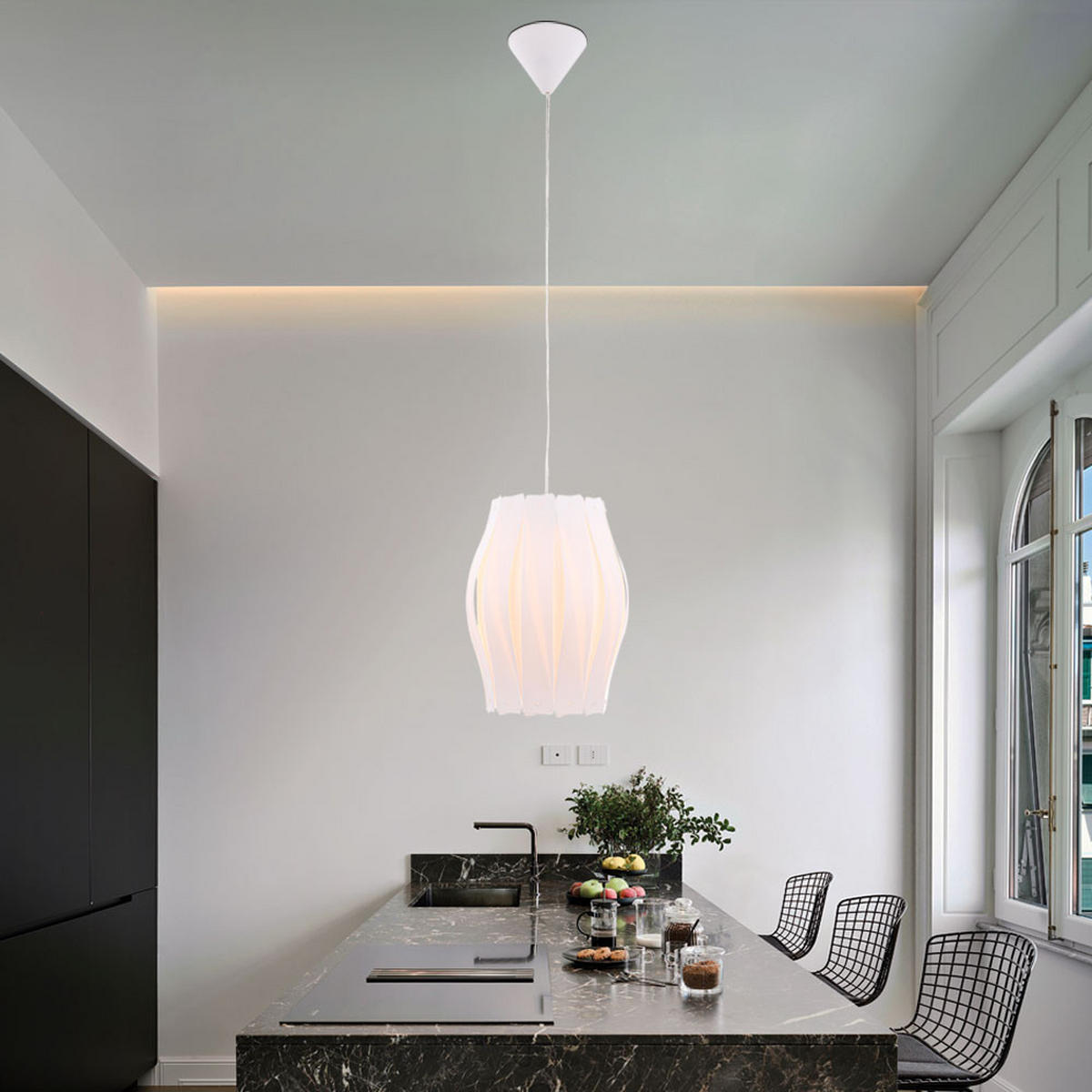 HÄNGELEUCHTE AUSTIN Weiß Kunststoff - Weiß, Kunststoff (30/30/150cm) - Globo Lighting