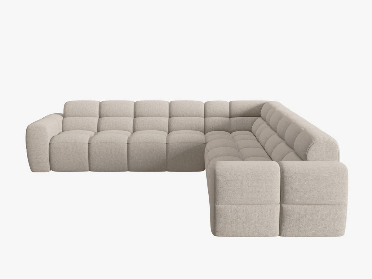 ECKSOFA Lisa aus strukturiertem Stoff sand 5 Sitzplätze - Sandfarben, Textil (310/310cm) - Micadoni