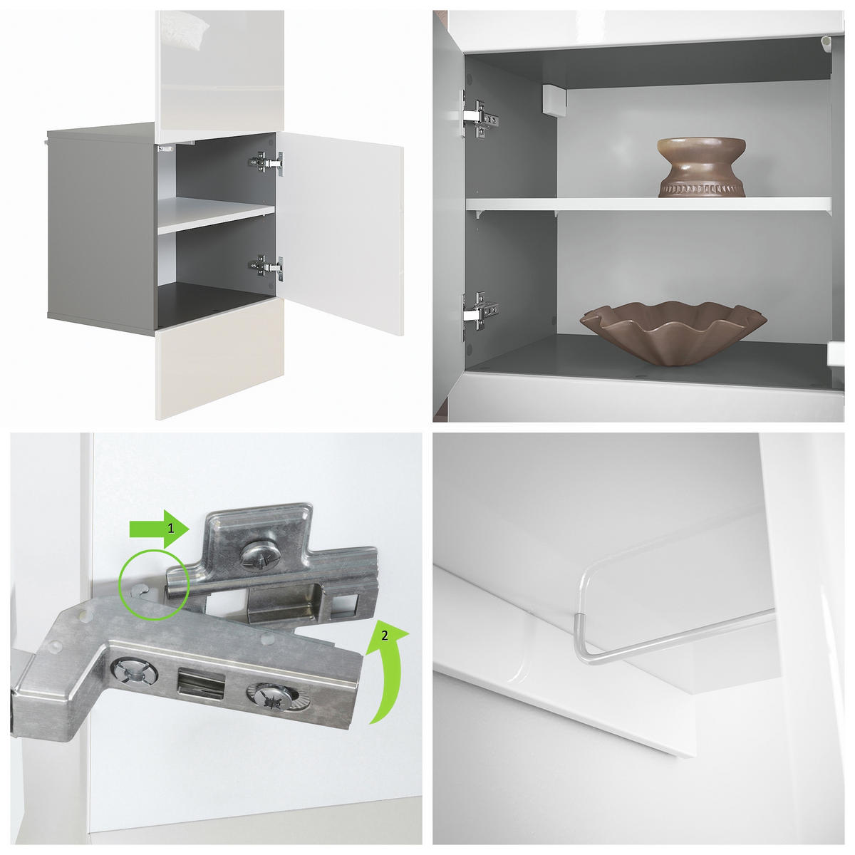 GARDEROBE Carlton Paneel in Sandgrau Hochglanz - Sandfarben, Holzwerkstoff (52/193/35cm) - Vladon