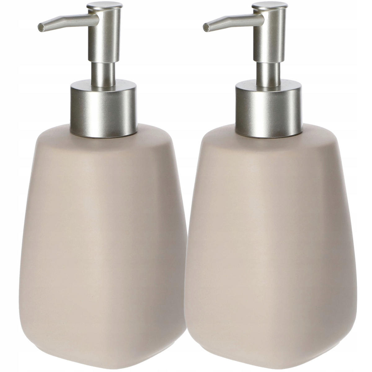 FLÜSSIGSEIFENSPENDER 400ml 2 Stk. - Beige, Keramik (8/18cm) - KADAX