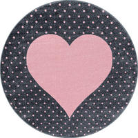 TEPPICH Kinder Kurzflor Herz Polypropylen Kinderzimmer Pink Rund 120x120 - Rosa, Textil (120/120cm) - KADIMA DESIGN
