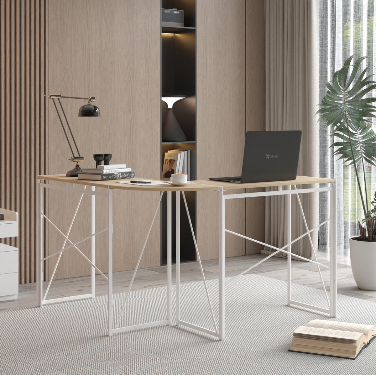 ECKSCHREIBTISCH in L-Form Metall und Holz Wood - Birnbaumfarben, Metall (118/118/74.5cm) - Meubliv